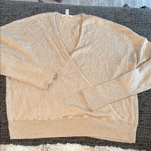 Beige Ribbed Knit Sweater